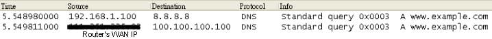 a screenshot of wireshark capturing DNS packets